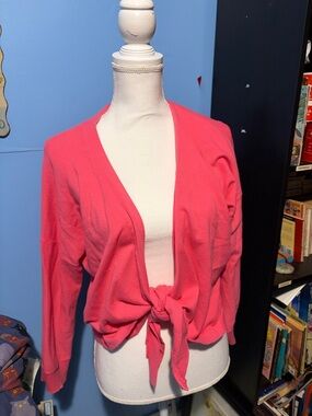East 5th Coral-Pink Tie-Front Cardigan
